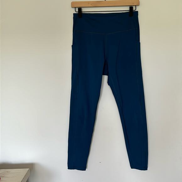 Tek Gear Womens Workout Leggings Size Medium 7/8 High Rise Teal Blue Athleisure - Picture 1 of 8